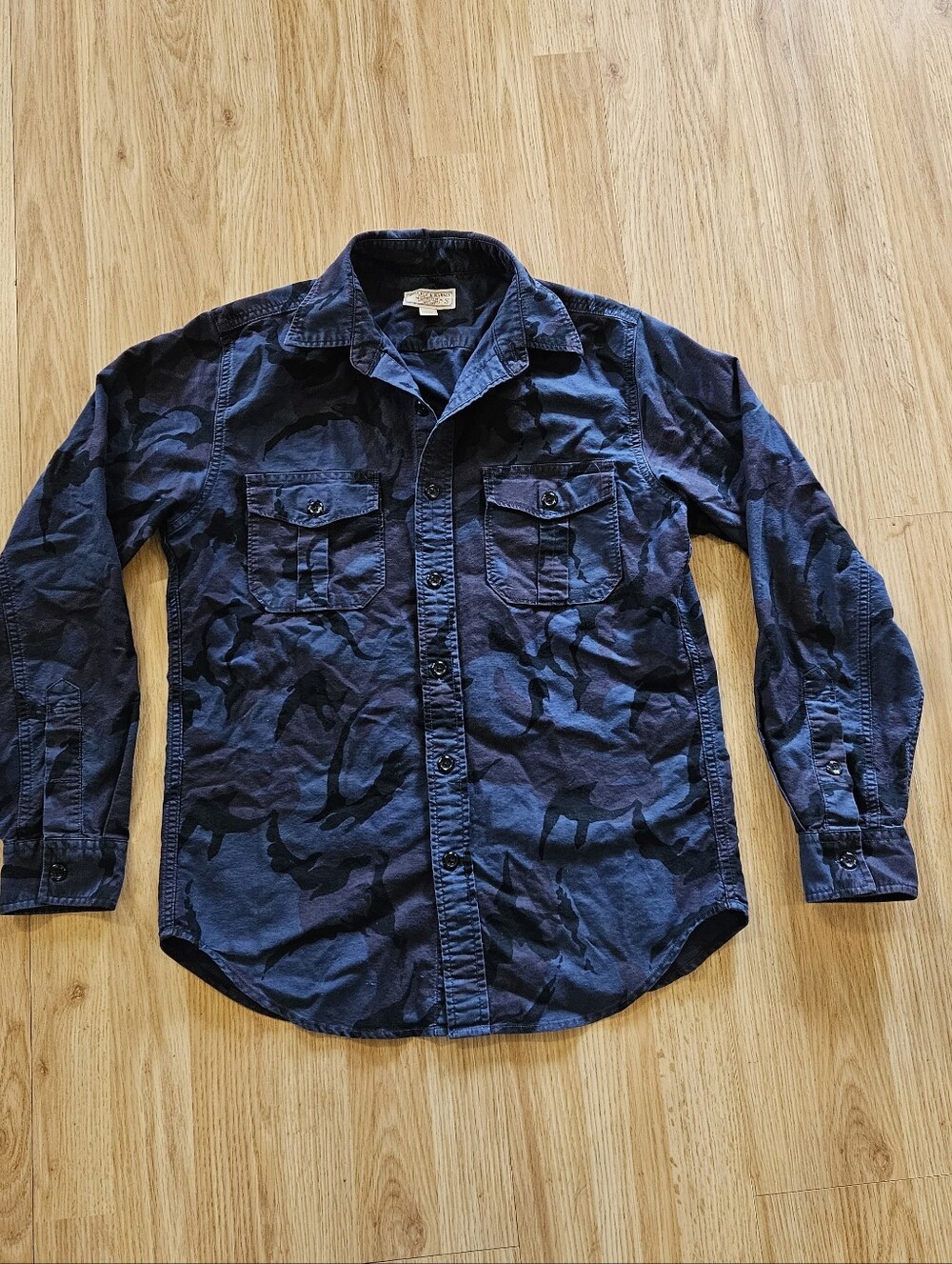 Wallace & Barnes J. Crew Cotton Mid-weight Blue Camo Work Shacket Size S